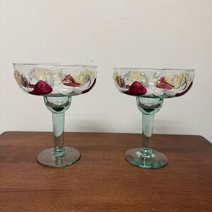 Set of 2 Margarita Glasses Decorated With Peppers